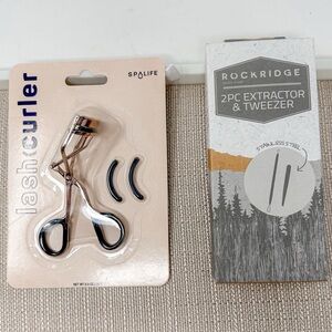 Bundle of 2 Rockridge Stainless Extractor Tweezer Set and Spa LIfe Lash Curler